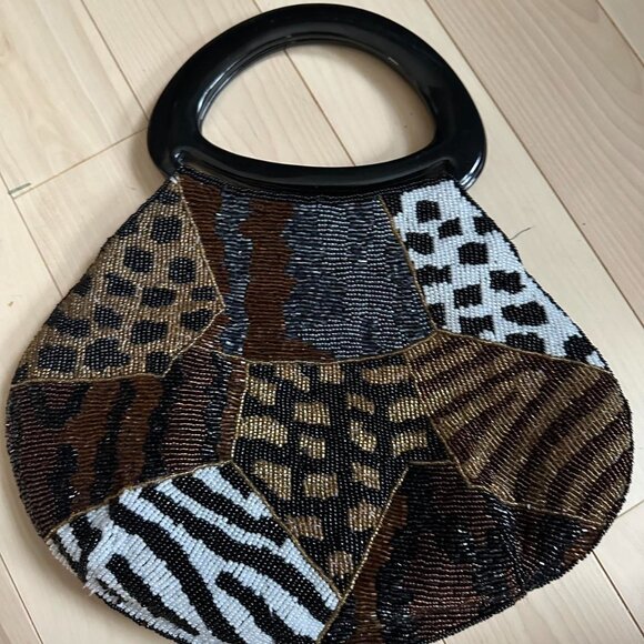 Vintage 2000s Beaded Animal Print Handbag - Picture 6 of 8